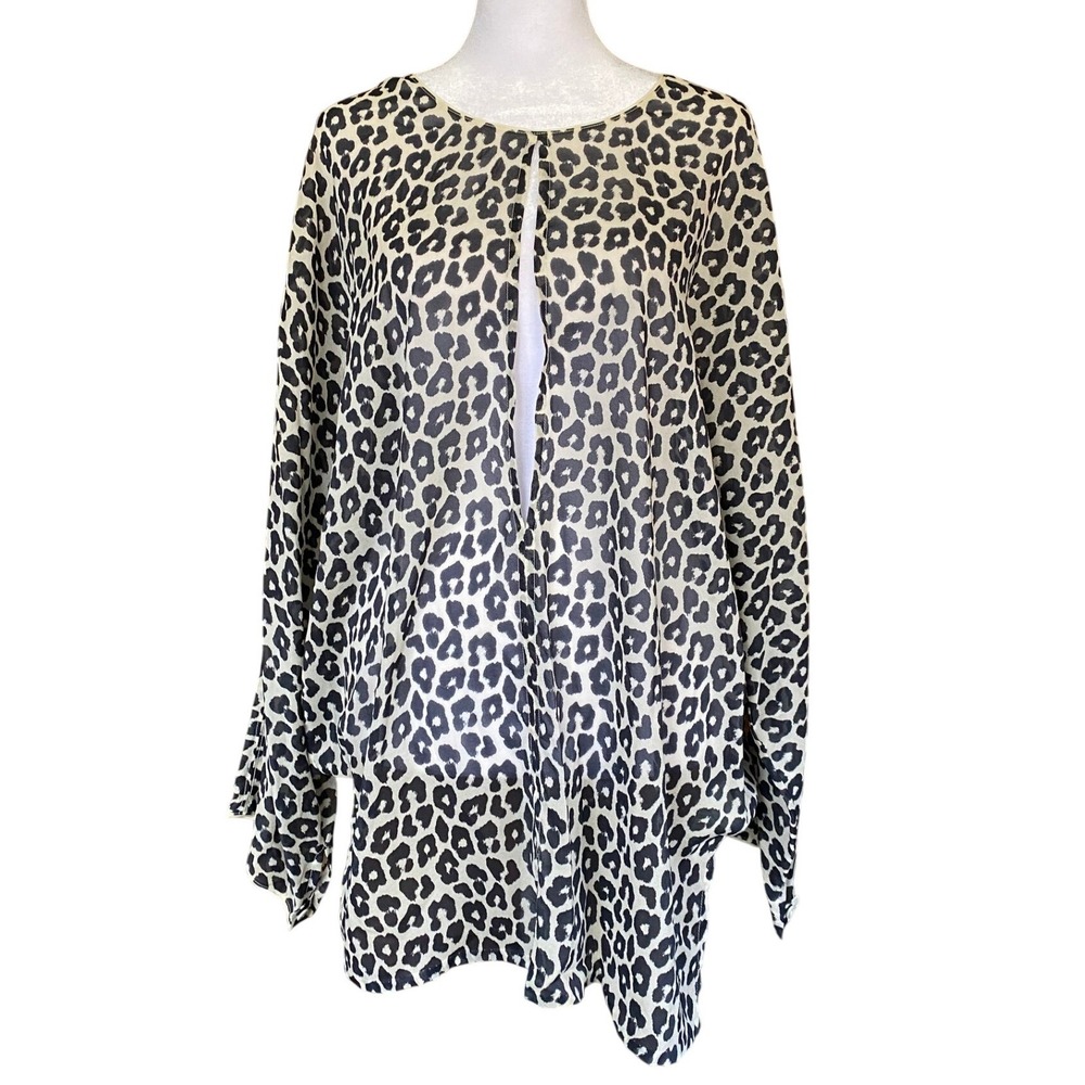 3.1 Phillip Lim Silk Leopard Print Sheer Blouse O/S Breezy Designer Resortwear‎